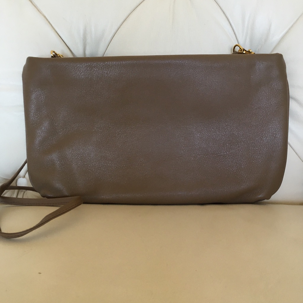 Nwt Borelli Tan Leather Clutch/Shoulder Bag.